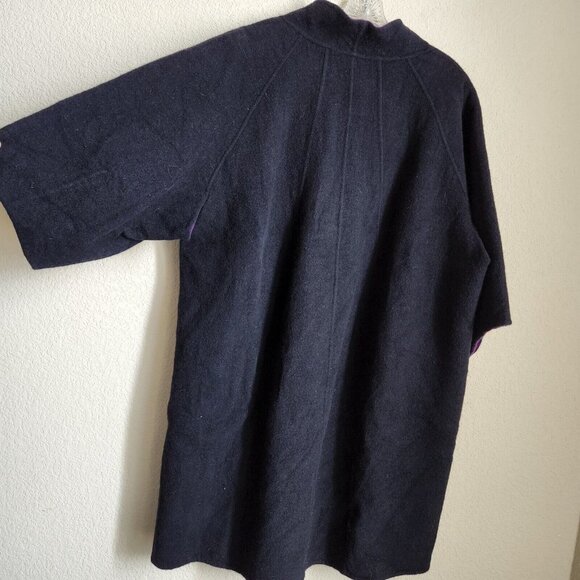 Calvin Klein Womens Black Angora Wool Blend Half Sleeve Overcoat Size XL Zipper - Picture 6 of 14